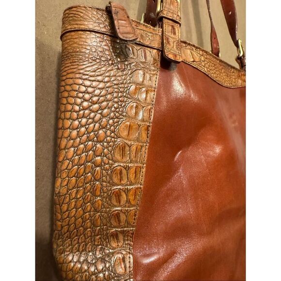 Brahmin Tuscan Collection Cognac Croc Leather Combo Asher Tote Shoulder Bag - Picture 6 of 16